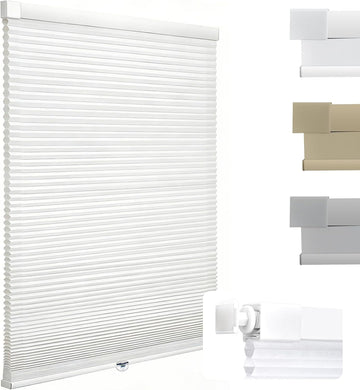 No Drill Cellular Shades Light Filtering Honeycomb Blinds White | Thermal Insulated & Noise Reducing Blinds for