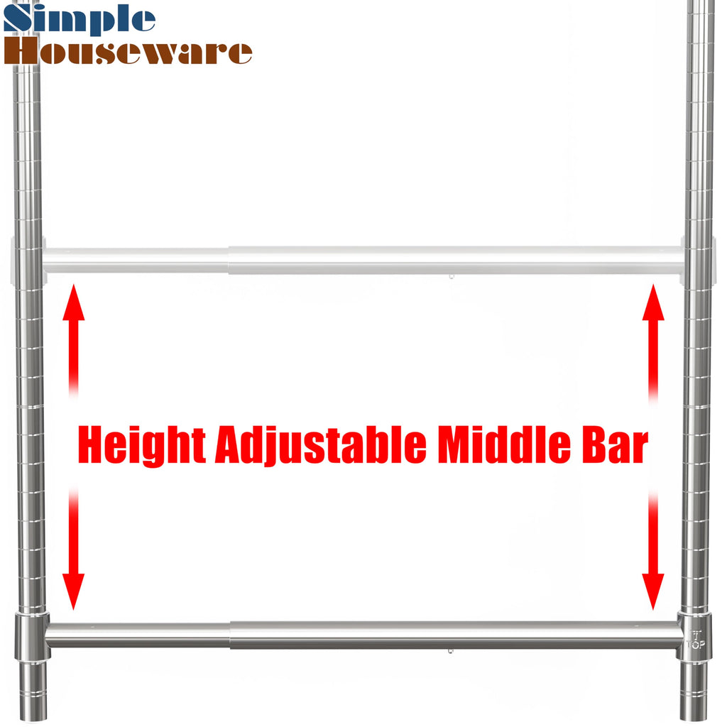 Adjustable Closet Hanging Rod, Chrome - 2 Pack