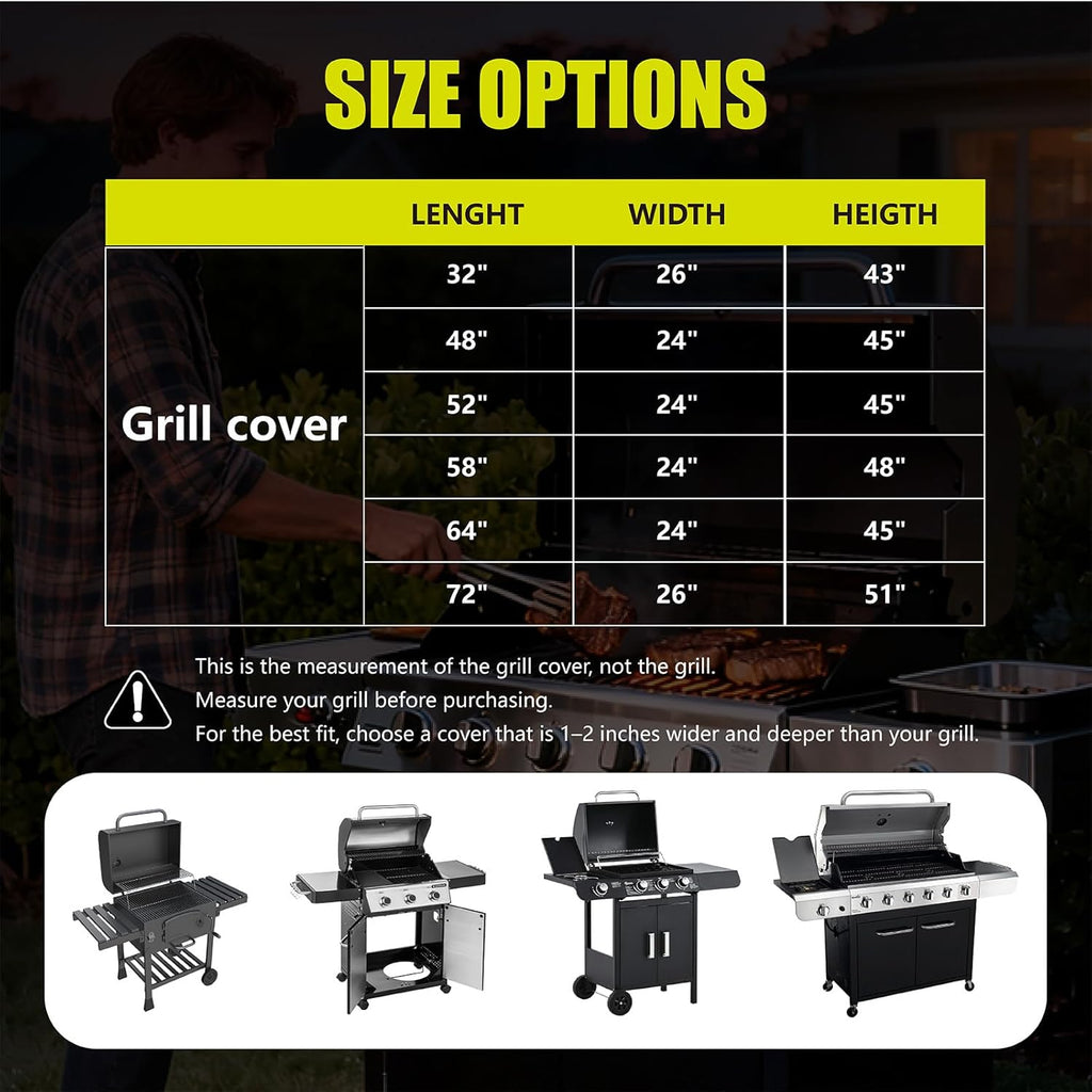 58 Inch Grill Cover Heavy Duty Waterproof Grill Cover for Outdoor | BBQ Grill Cover Fits Weber Genesis II LX 300