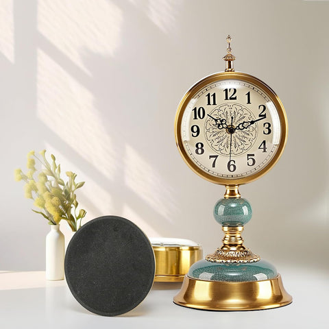 Victorian Vintage 6-Inch Mantel Clock, Antique Anniversary Clock with Ceramic and Metal Body