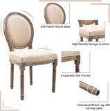 Beige Dining Chairs Set of 2, Upholstered Modern Kitchen Chairs with Curved Wood Backrest and Metal Legs for Dining Room