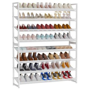 Large Shoe Rack 8 Tier Shoe Organizer, Heavy Duty Metal 4-Tier Stackable Shoe Storage Vertical Shoe Rack for Closet