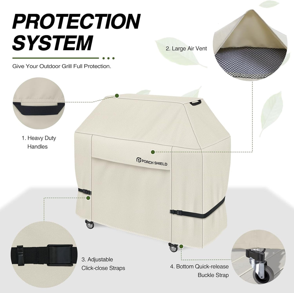 54W x 24D x 46H inch Premium Gas Grill Cover Up to 52 inch, Waterproof and Fade Resistant 600D BBQ Covers for Weber
