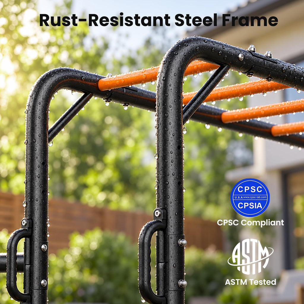 Heavy Duty Monkey Bars for Kids Backyard with Gym Bars & Swing