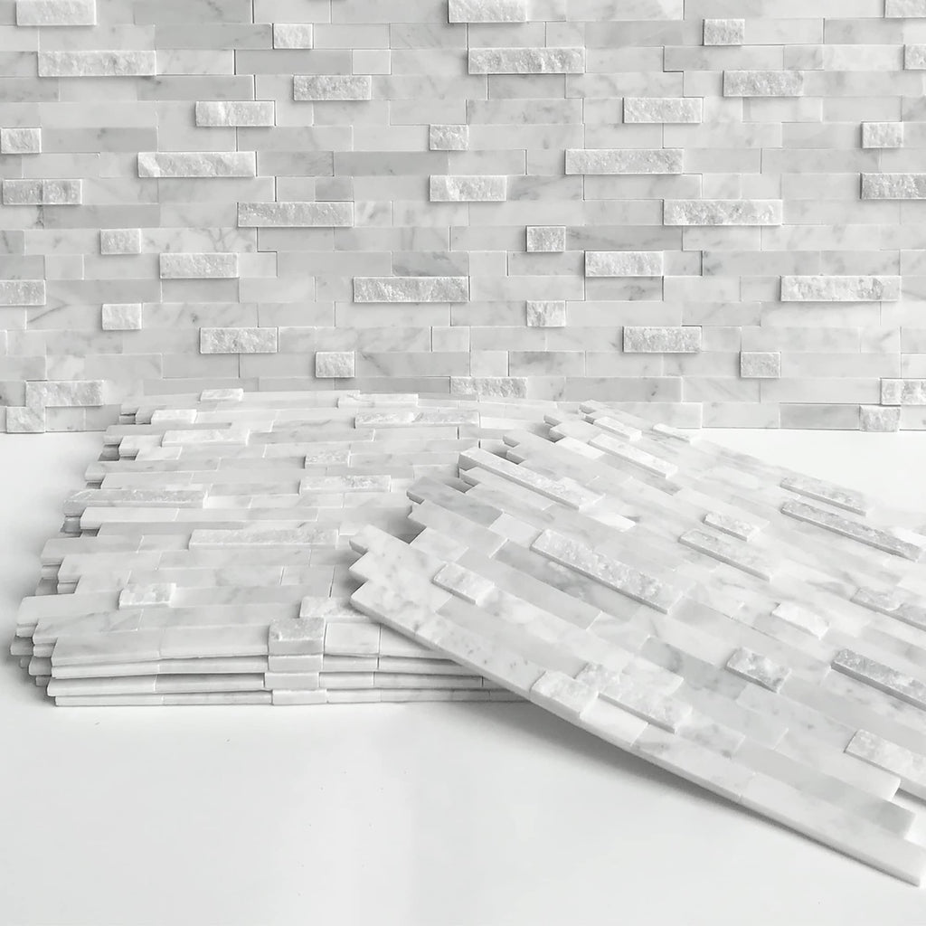 5-Sheet Peel and Stick Mosaic Natural 3D Stone Self Adhesive Marble Tiles, 11.5" x 10.7" Stick on Backsplash Bathroom