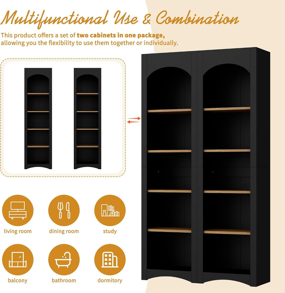 Modern 3 Piece TV Stand with 2 Bookshelves for TVs up to 70'', Mid-Century Solid Wood Entertainment Center with