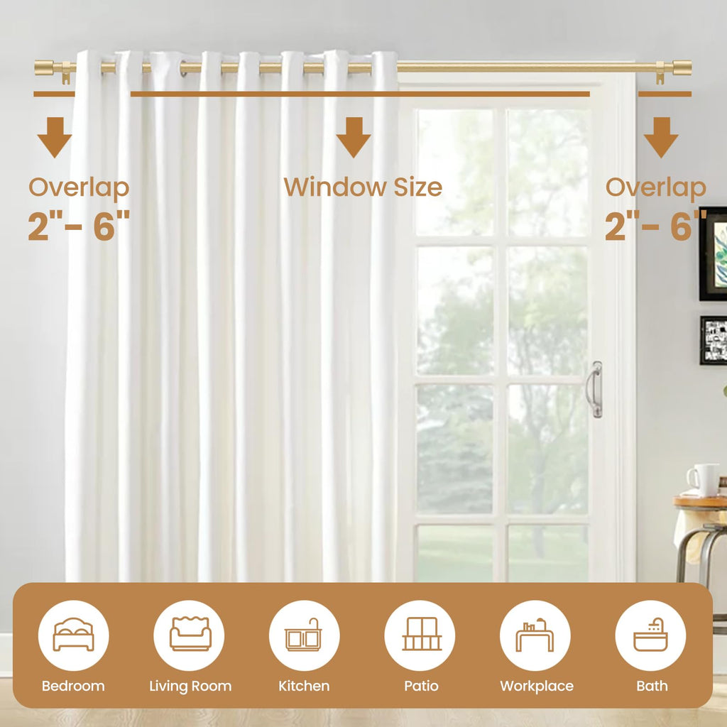 Gold Curtain Rods for Windows 48-84 Inch, Adjustable 5/8 In Curtain Rod Gold