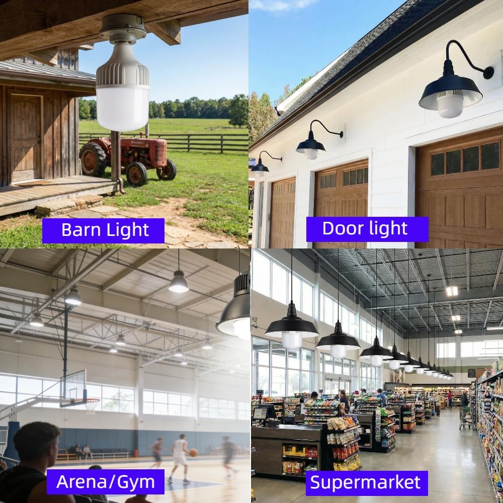 Super Bright 400W-500W Light Bulb Equivalent, 65W LED Bulb 120 Volt Cool White 6500K E26, 6500 Lumens,High Watt