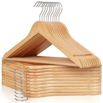 Wooden Coat Hanger 20 Pack, Natural Wood Suit Hangers