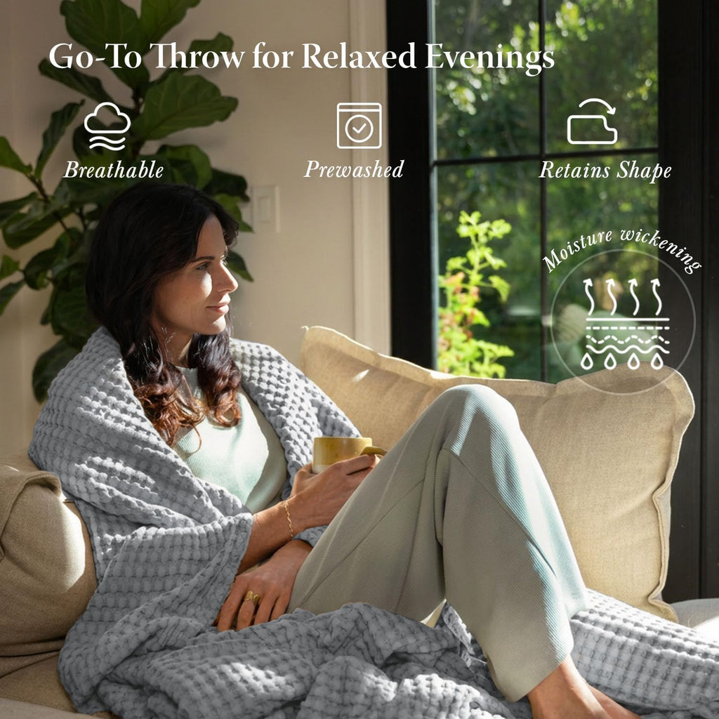 Cooling Waffle Blanket King | Breathable, Lightweight and Cooling | Made from Rayon Derived from Bamboo | Waffle