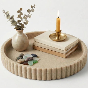 Decorative Tray for Decor - Coffee Table Tray - Round Tray Decor - Coffee Table Decor Centerpiece - Modern Minimalist