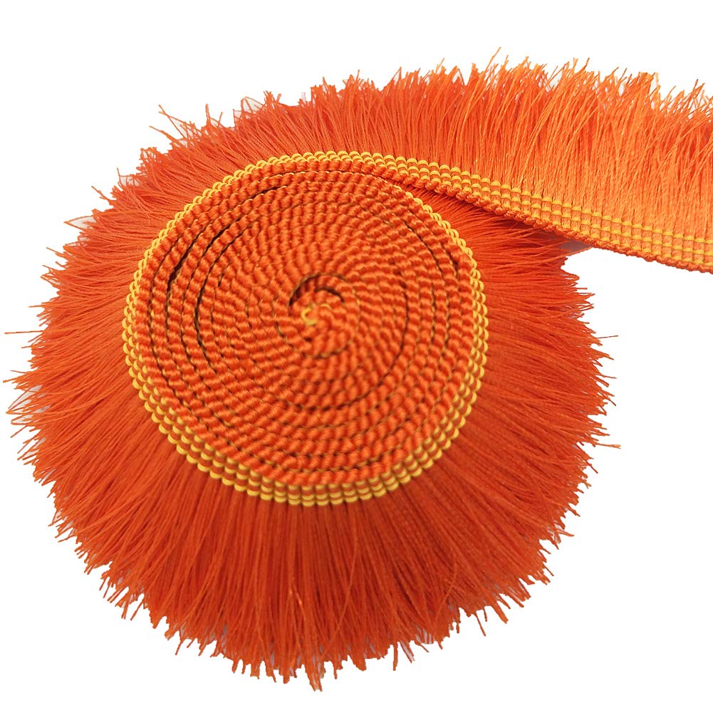 1" wide Decorative polyester Fringe Trim, Lace Trim, 5 yards (orange)