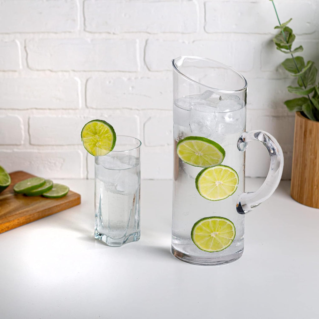 Glass Water Pitcher with Spout - Elegant Serving Carafe for Water, Juice, Sangria, Lemonade, and Cocktails