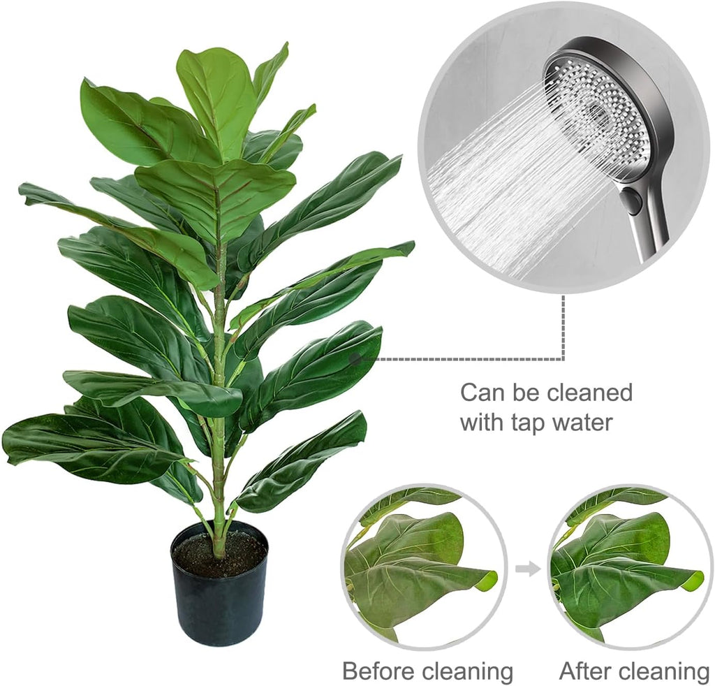 30" Little Artificial Fiddle Leaf Fig Tree/Faux Ficus Lyrata Decoration