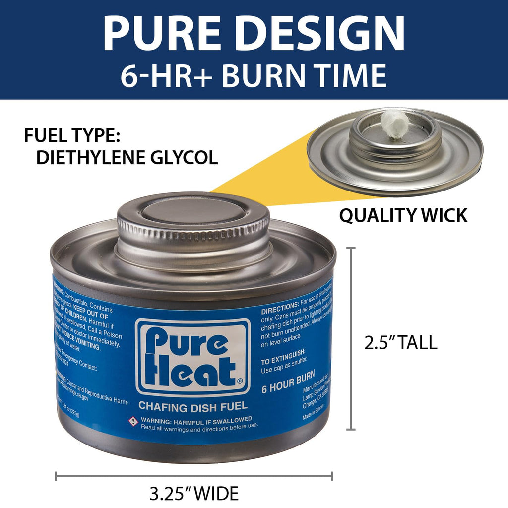 6-Hour Chafing Fuel Cans (12 Pack) - Resealable Burner Fuel - Food Warmer Cans for Chafing Dishes - Canned Heat