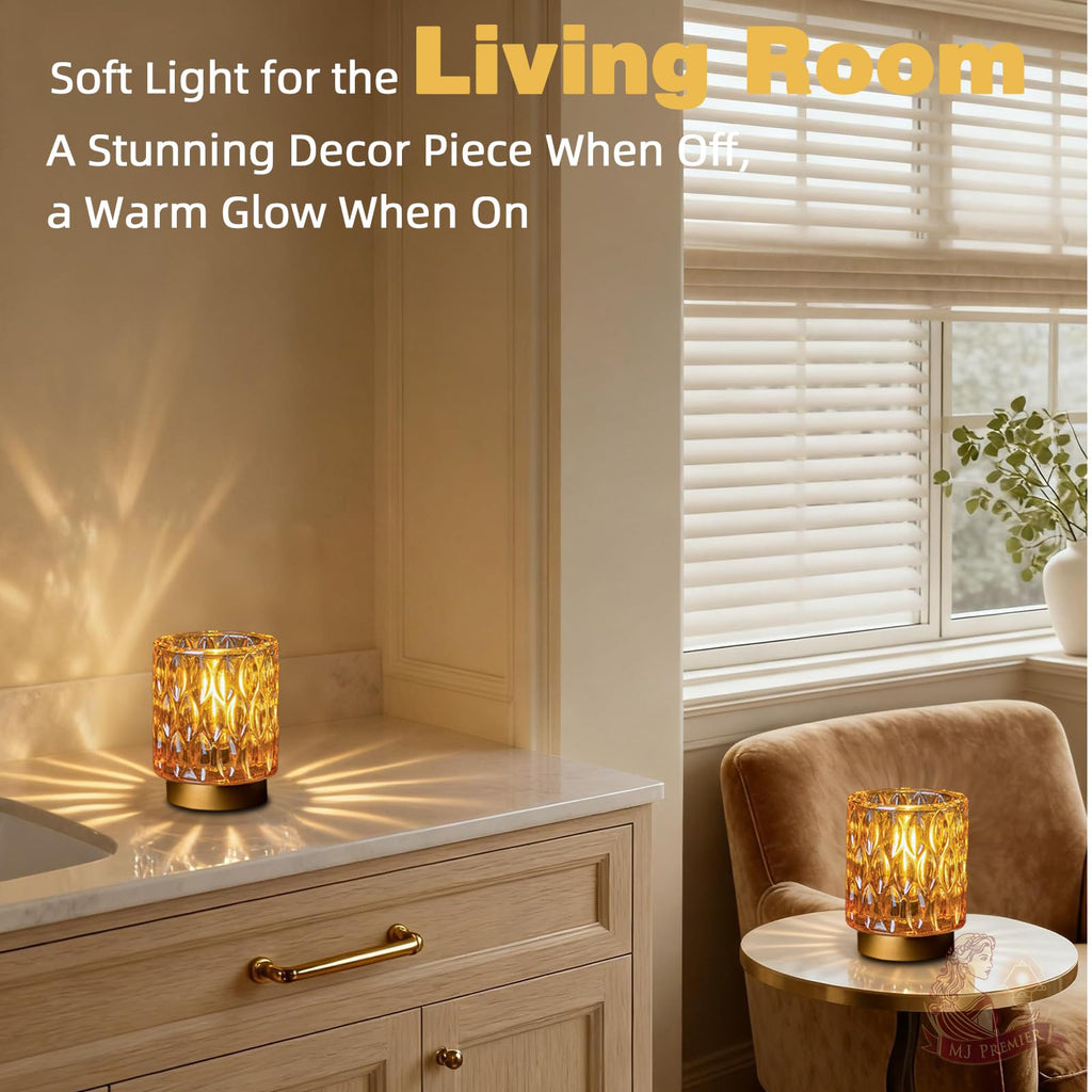 Battery Operated Table Lamp Timer, Small Cordless Lamps Decorative, 2 Amber