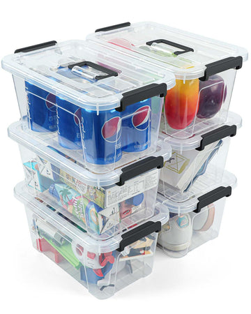 7Qt Clear Plastic Storage Bins with Lids,Transparent Design,6 Pack