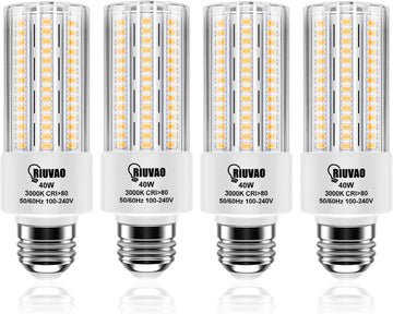 4pcs LED Light Bulb 5000LM 300w Equivalent Super Bright 3000K Warm Daylight White 40W LEDs Bulb E26/E27 Medium Base