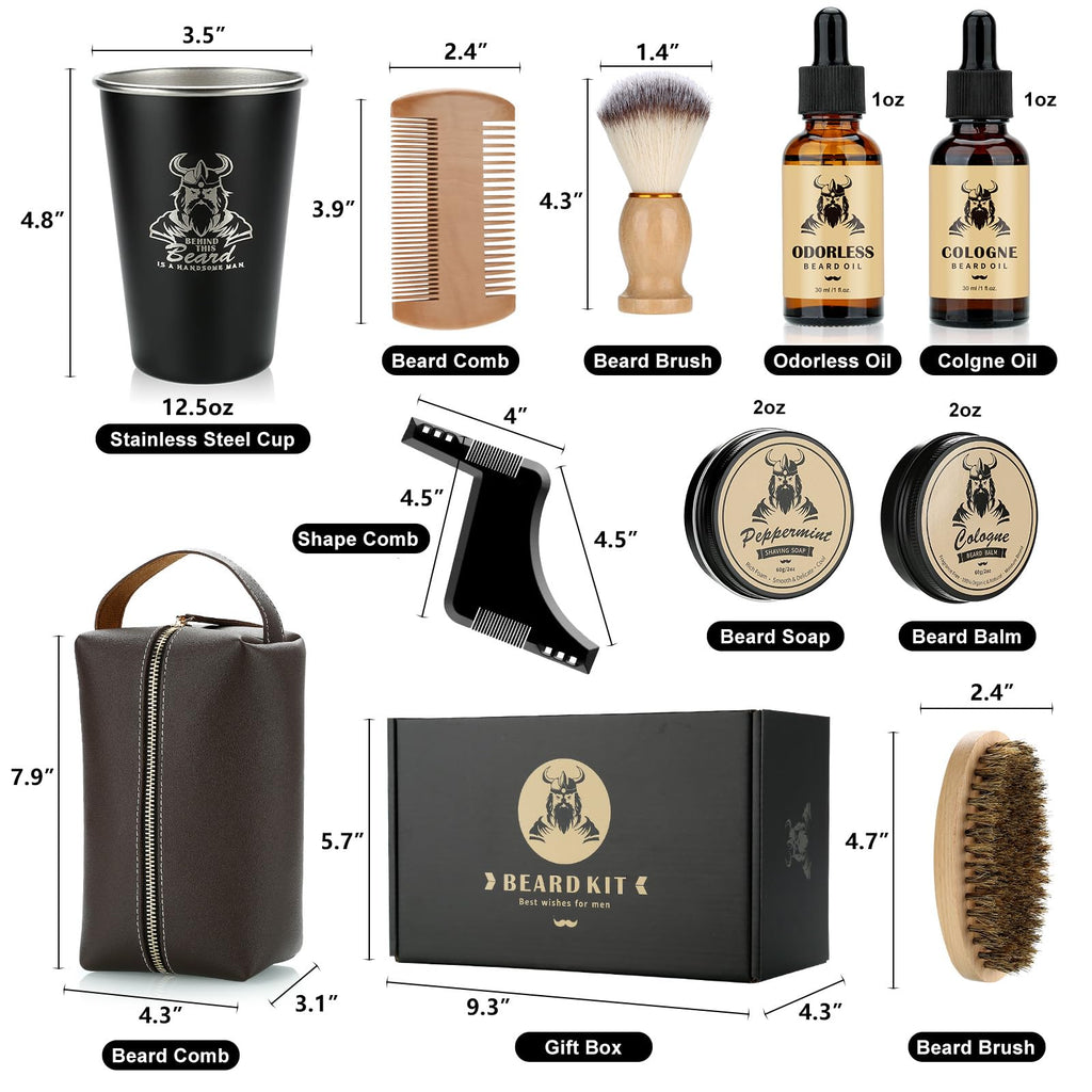 Beard Kit for Men 10 Pcs Christmas Stocking Stuffers Gifts Set for Him Dad