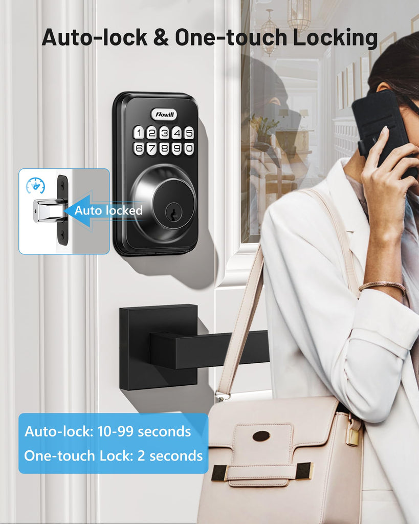Keyless Entry Keypad Deadbolt Lock with Handles, Oil Rubbed Bronze