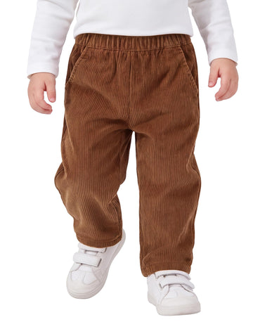 Toddler Boy Corduroy Pants Pull-On Elastic Waist Pants with Pocket
