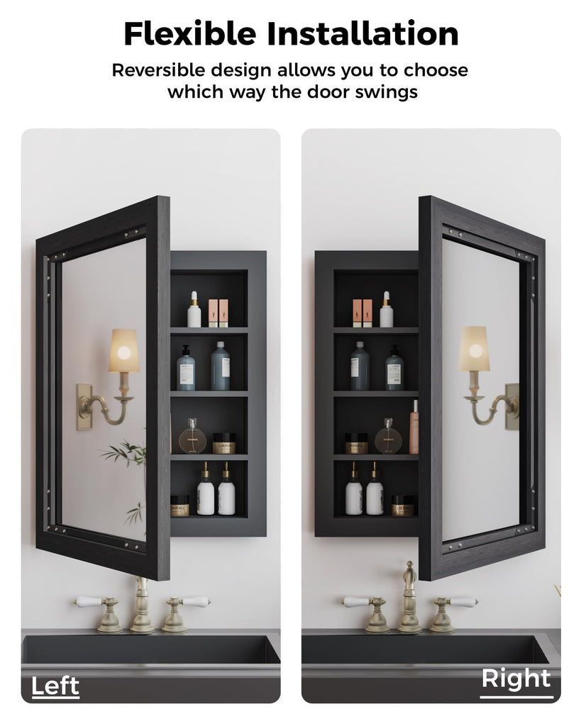 20x26 Medicine Cabinet with Mirror, Farmhouse Bathroom Vanity Mirror Solid Wood Framed Door Storage Cabinet with