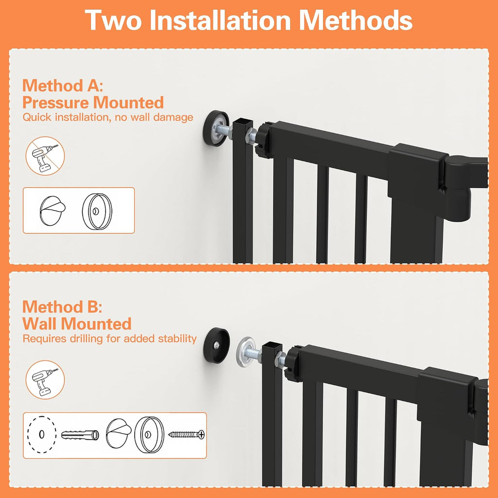 55" Extra Tall Cat Gate 31.5"-42.5" Wide Pet Gate Indoor Black