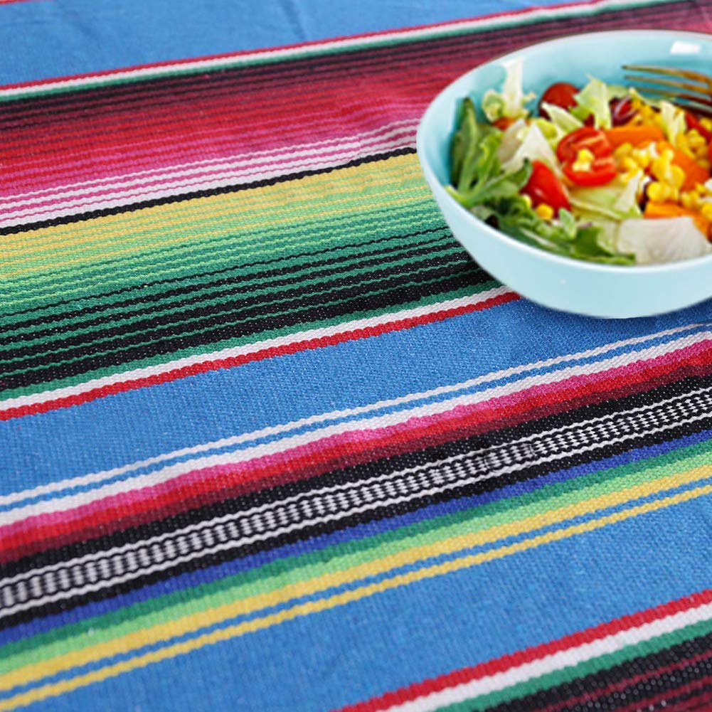 Mexican Serape Blanket Tablecloth 59 x 84 Inch for Mexican Wedding Party Decorations Outdoor Picnics Dining Table