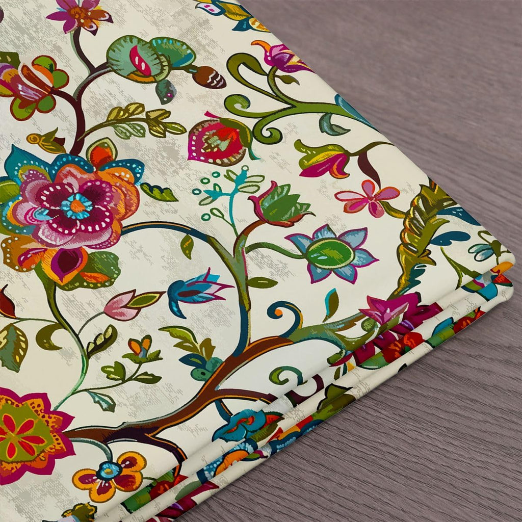 Paisley Flowers Fabric by The Yard, Boho Style Exotic Soft Polyester No Stretch Fabric, Retro Floral Bohemia Decorative