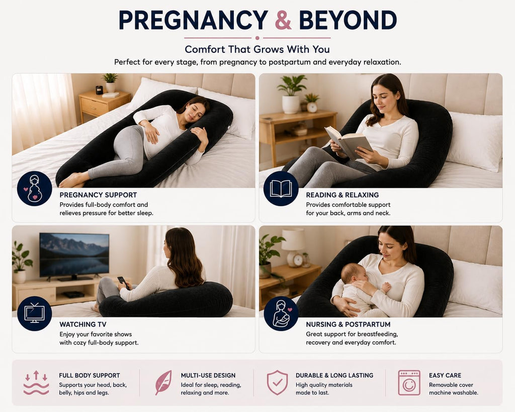 Pregnancy Pillow for Sleeping, 57 Inch U-Shaped Full Body Maternity Pillow, Pregnancy Pillow for Side Sleepers