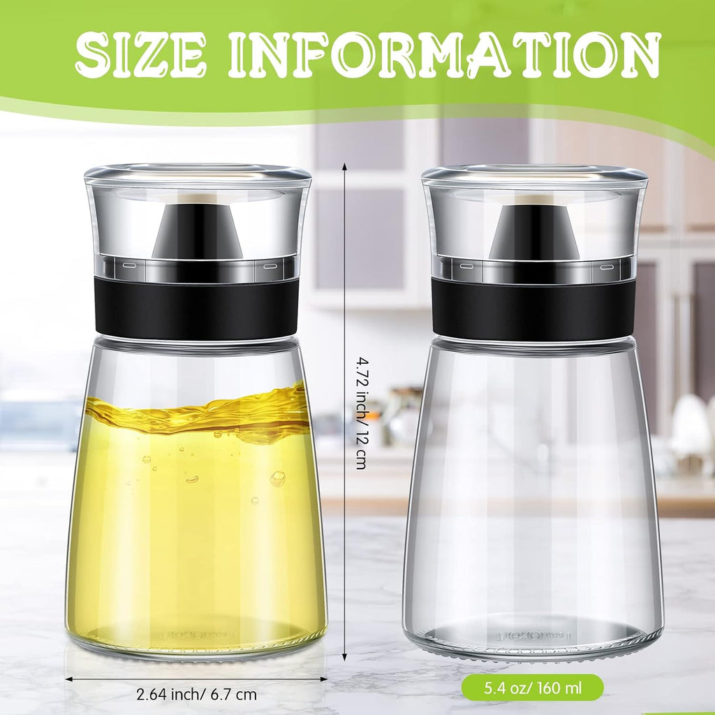 5.4 oz Oil and Vinegar Dispenser Set with No Drip Tops, Glass Cruet Bottles Clear Olive Oil Bottles Soy - Set of 4
