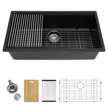 32 Inch Black Granite Composite Sink