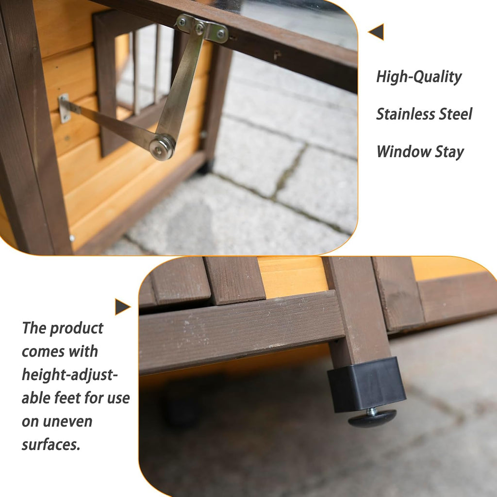 Thickened Solid Wood Dog House - Indoor & Outdoor Use, Suitable for Small Dogs, Door-Equipped for Windproof & Cold