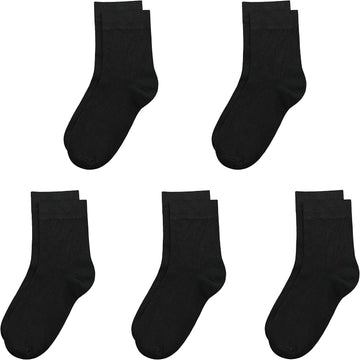 Kids Viscose Bamboo School Socks Soft flate Seam Color Anti Odor Thin Breathable Stretch Cuffs Girls Boy 5 Pairs