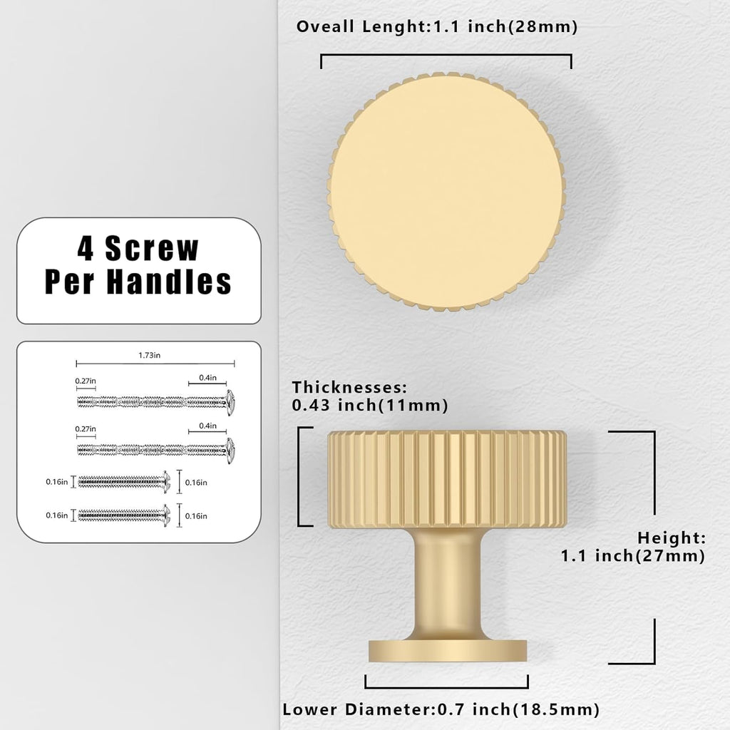 5 Pack Brushed Gold Cabinet Knobs Single Hole Cabinet Pulls Round Kitchen Cabinet Knobs Drawer Knobs Dresser Knobs