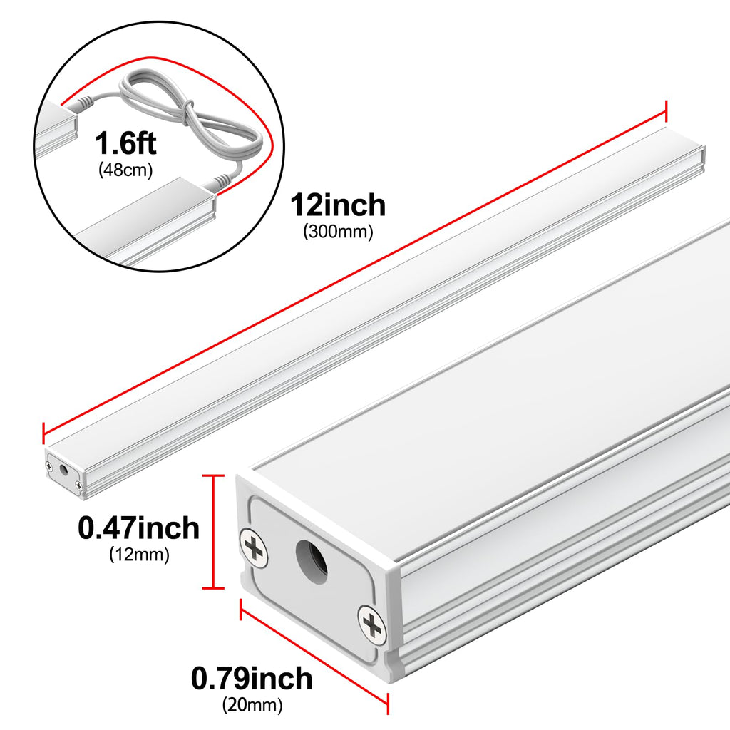 Under Cabinet Lighting, 4500K Daylight, 3 Pack 12 inch Linkable