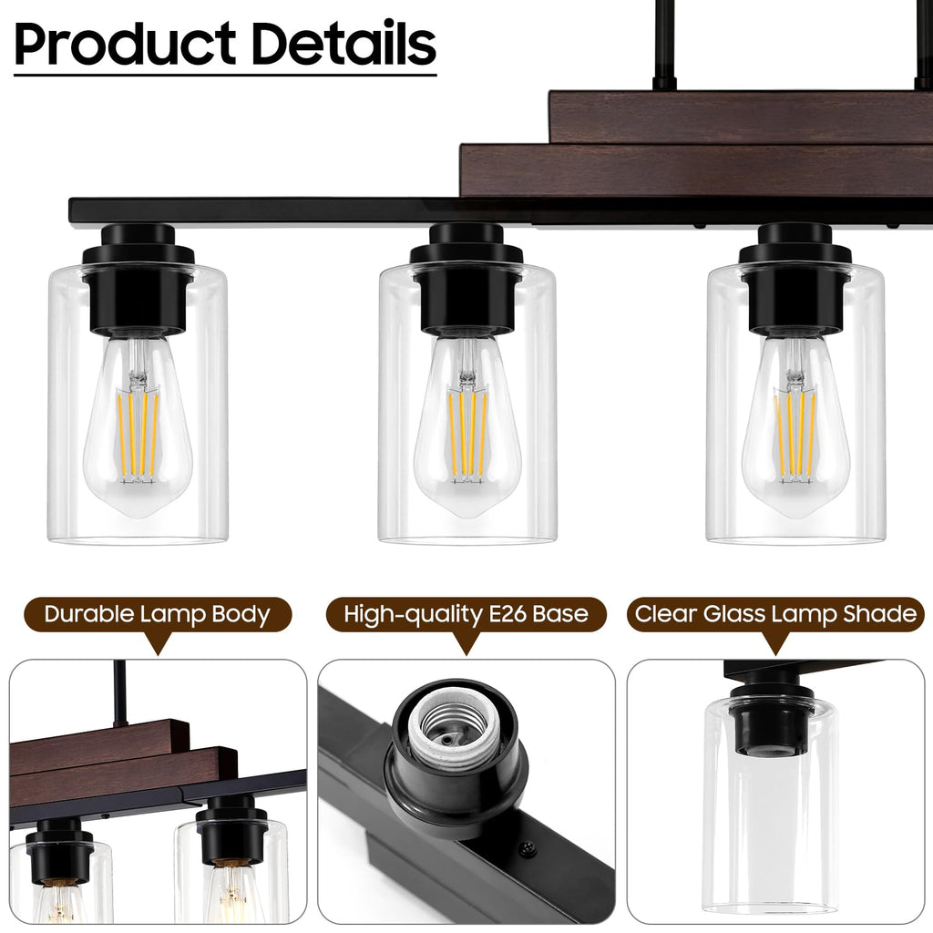Kitchen Island Lighting, 34" Dining Room Light Fixture Over Table