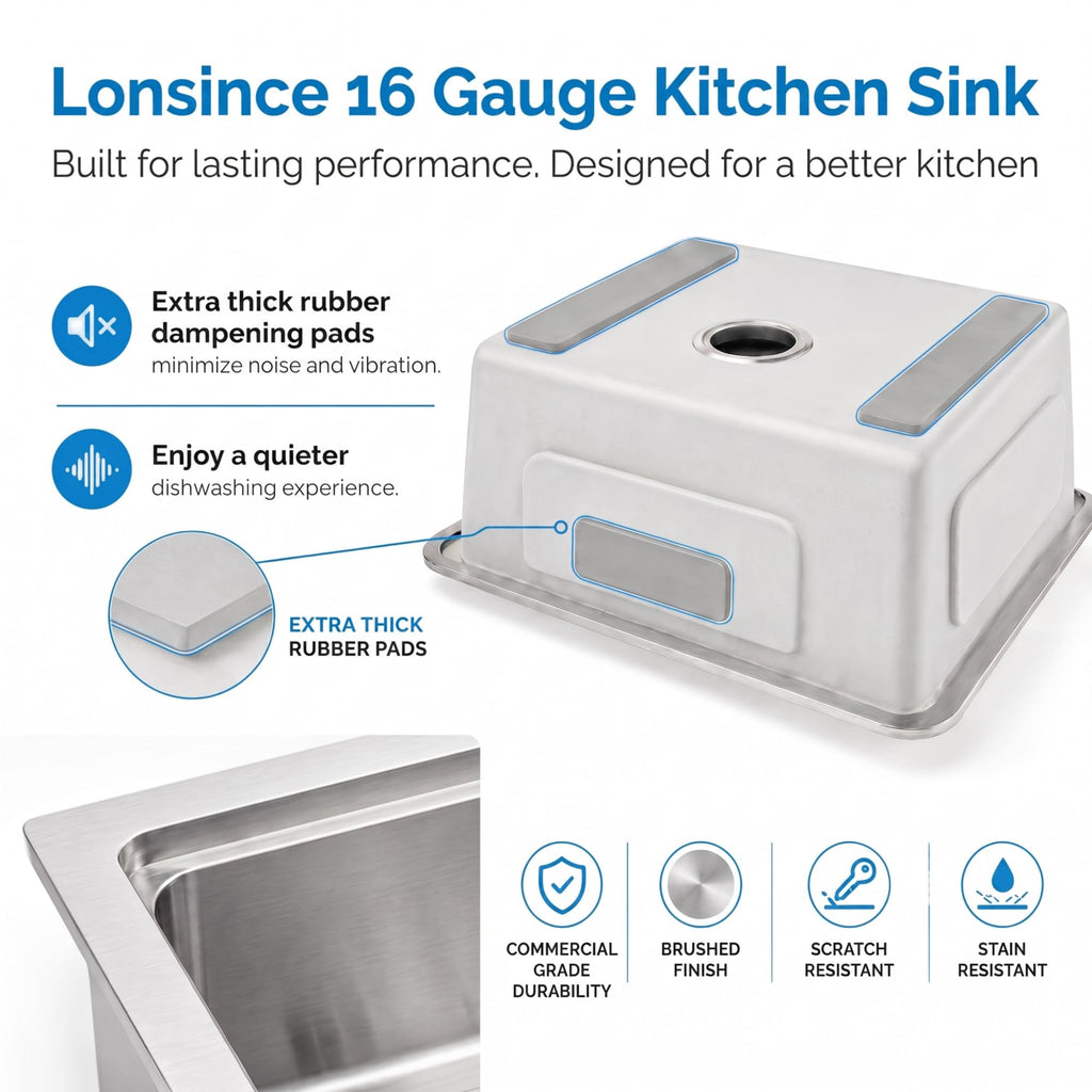 Undermount Kitchen Sink 27 X 18 inch, Single Bowl Workstation Sink