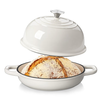 5 QT Enameled Cast Iron Dutch Oven for Bread Baking with Dome Lid