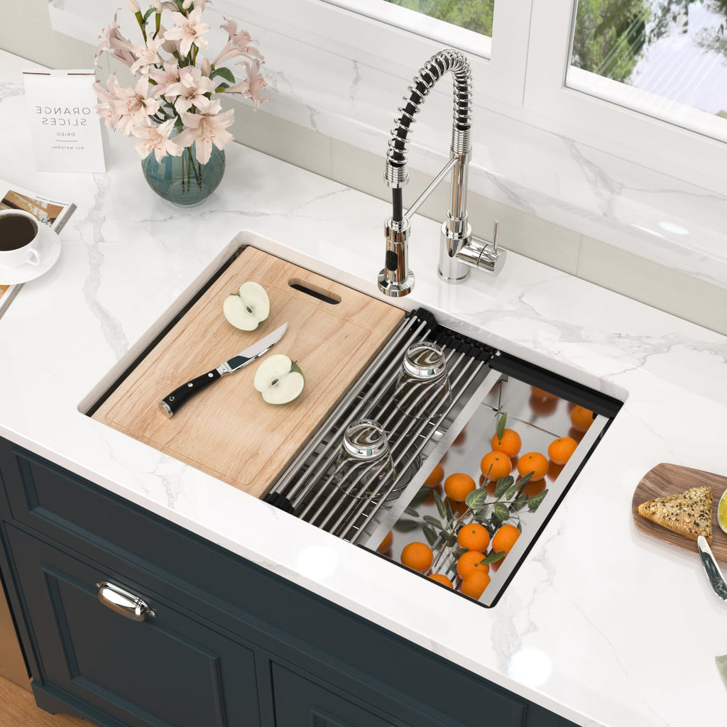 Undermount Kitchen Sink 28x19x9 Inch Workstation