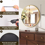 30 Inch Round Mirror - Circle Mirrors Wall Decor, Modern Hanging Vanity Mirror, Matte Gold Circle Decorative Wall Mirror