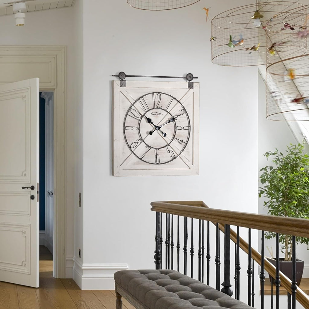 Oakrain Rustic Large Wall Clock, Classic Vintage Hanging Clock
