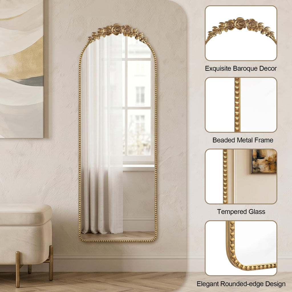 Vintage Full Length Mirror 19"x53" Gold Full Body Mirror