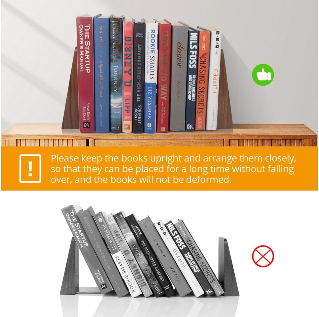 Walnut Book Ends Heavy Duty Handmade Book Ends for Shelves Decorative Bookends to Hold Heavy Books (Black Walnut Wood