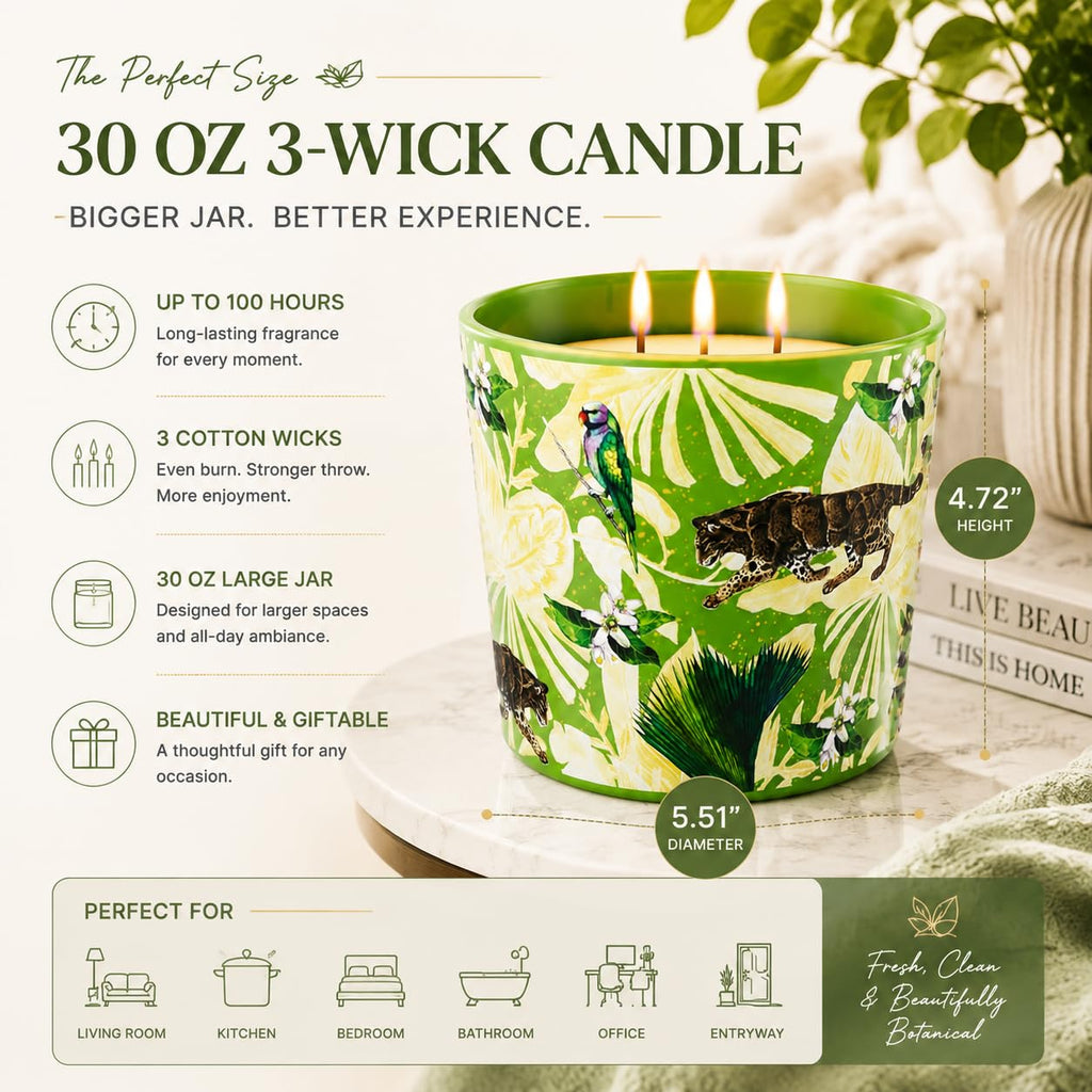 Verbena Fig Leaf Soy Candle, 30oz 3-Wick