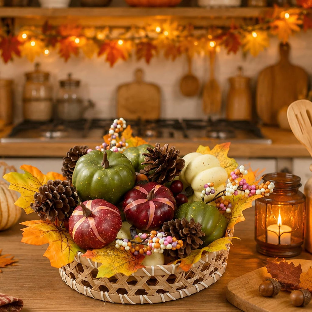 Fall Pumpkins Set for Autumn Thanksgiving Halloween Home Decor - Set of 32