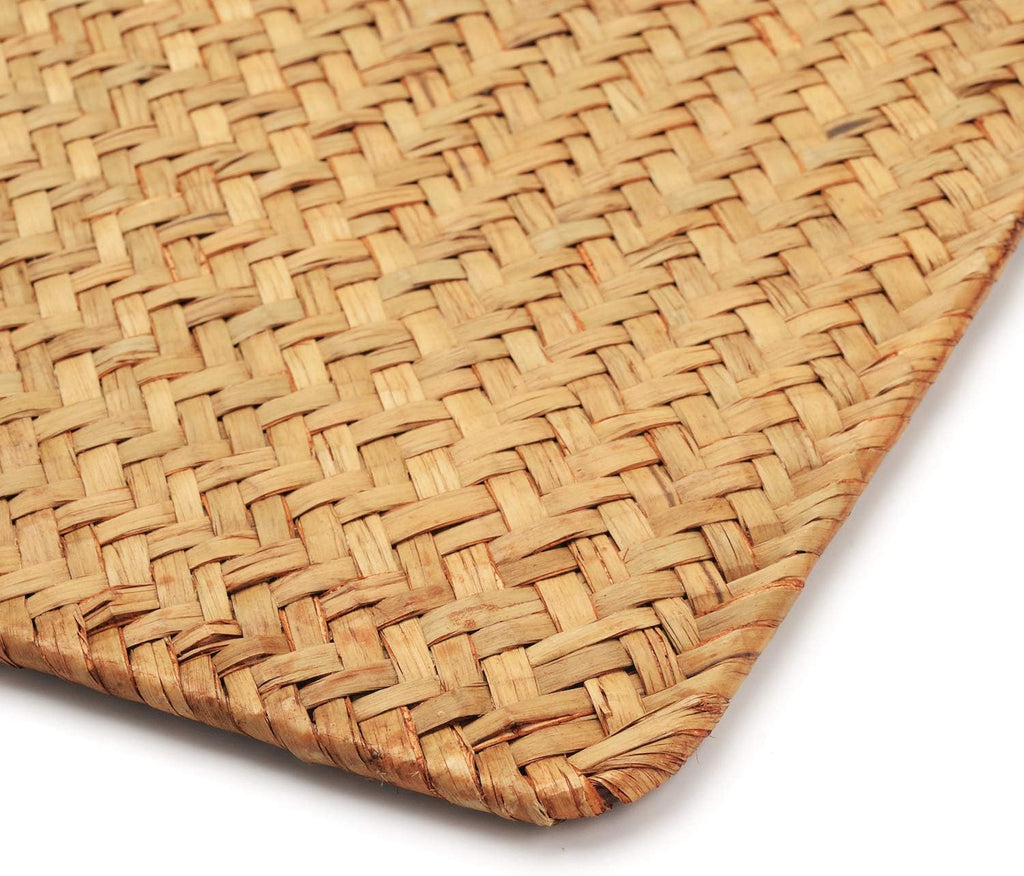 Natural Woven Rattan Rectangular Placemats Seagrass Place Mats for Dining Table (, 18x12inches) - Set of 6