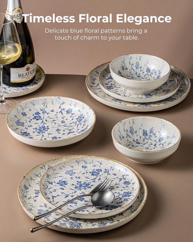 Plates and Bowls Sets, 24 Pieces Dinnerware Sets for 6, Dishes Sets