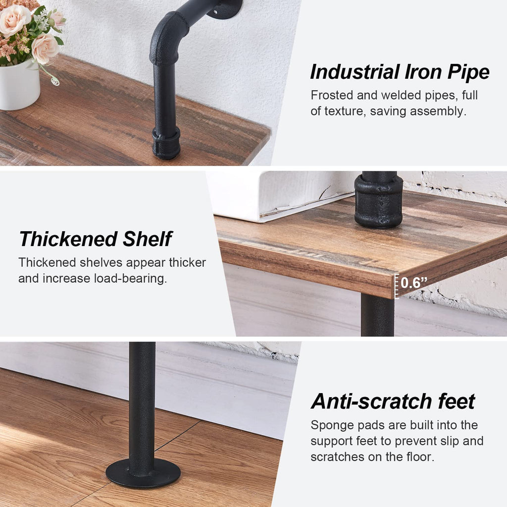 Hombazzar Industrial Pipe Bookshelf, 6 Tier Pipe Shelving