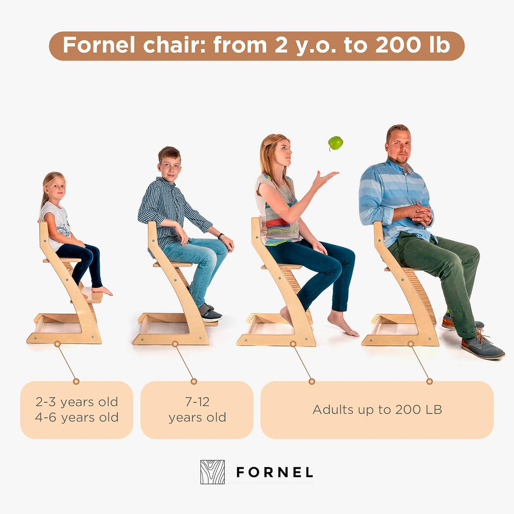Scandinavian Wooden High Chair for Toddlers & Kids | Adjustable Grow-with-Me Montessori Seat for Dining Table |